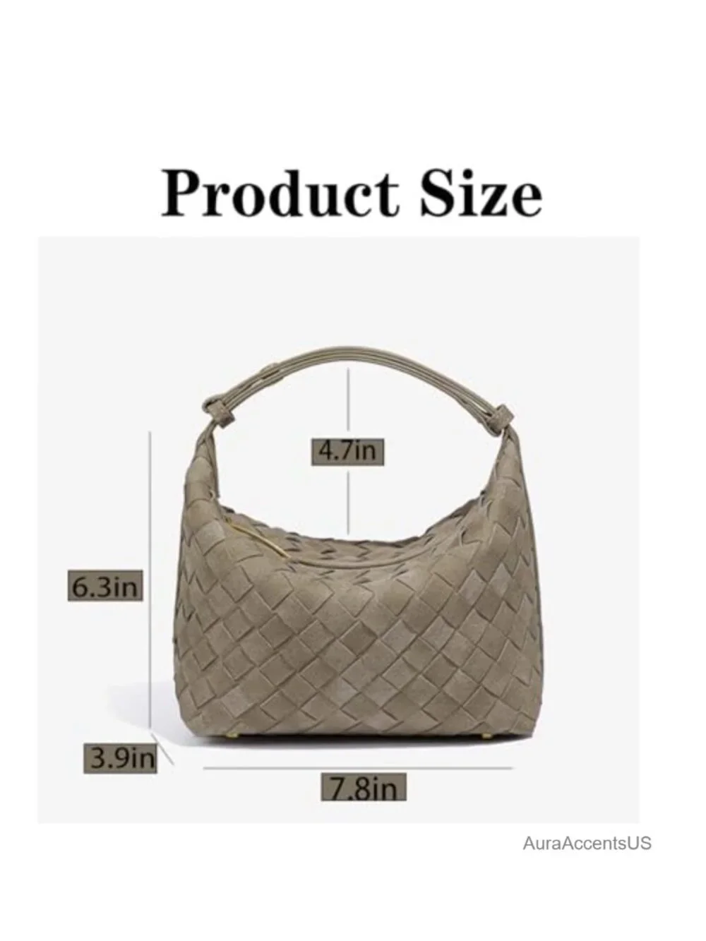 Handwoven Suede Leather Tote Bag Vegan Hobo Top-Handle Shoulder Purse